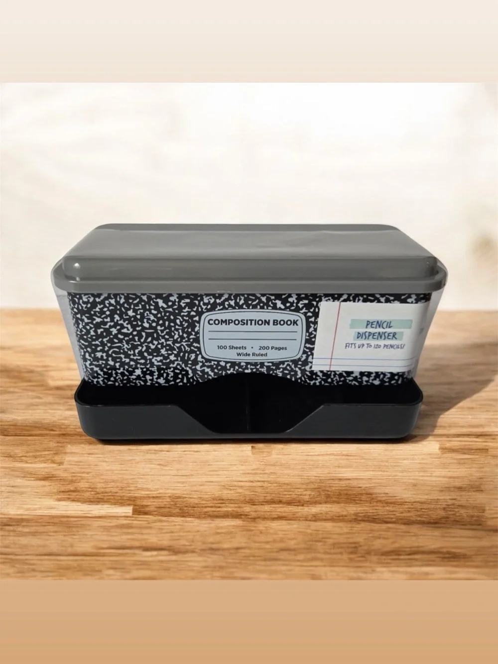 Target Composition Book Pattern Pencil Dispenser- Black & Gray